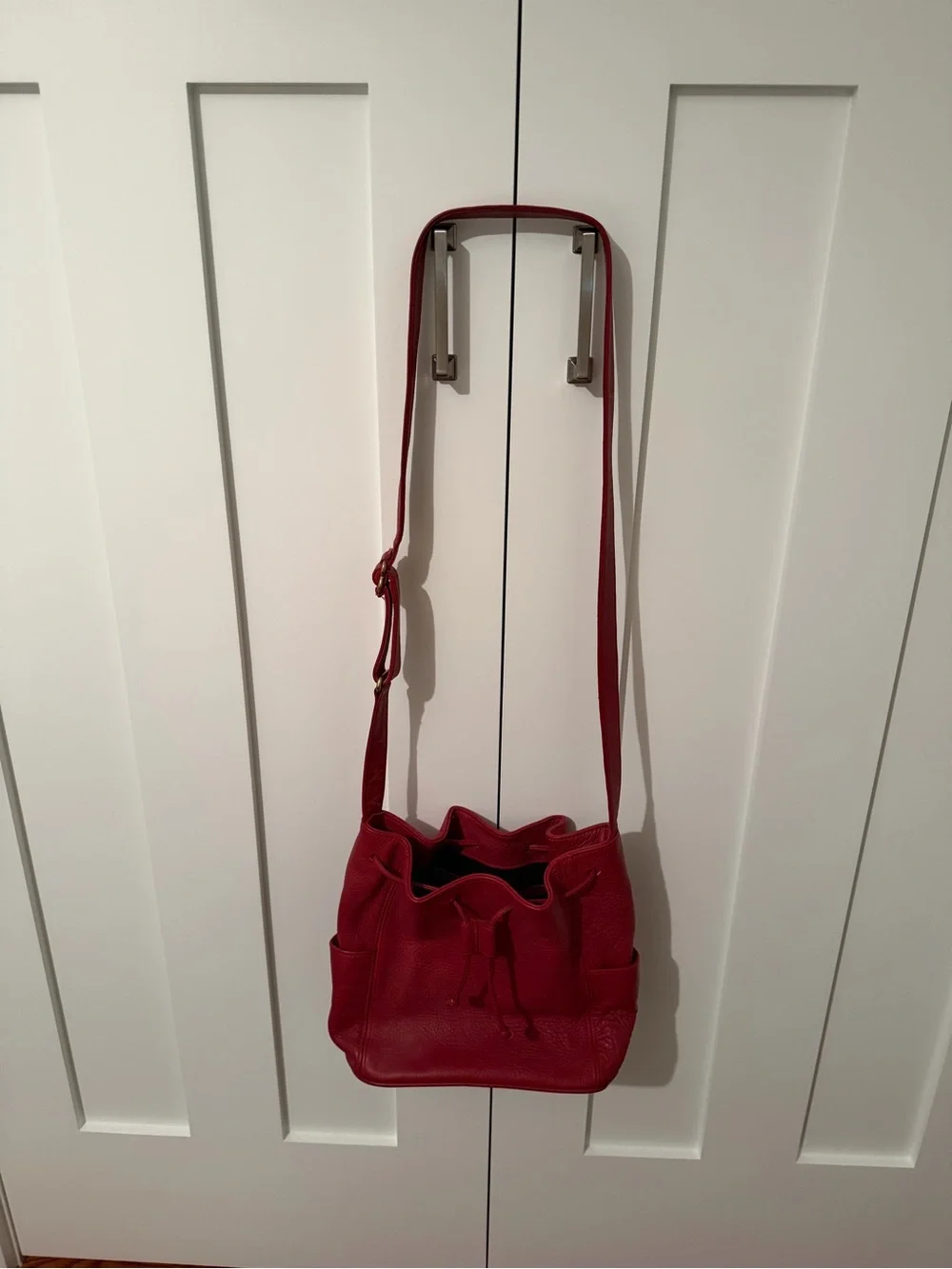 COACH Vintage Two Pocket Drawstring Natural Pebble Grain Sonoma Red Leather 1997